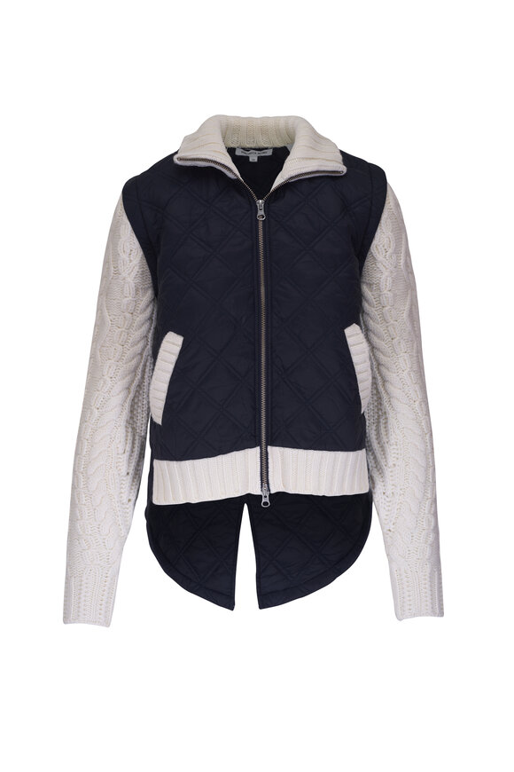 Veronica Beard Patra Mixed-Media Navy Jacket