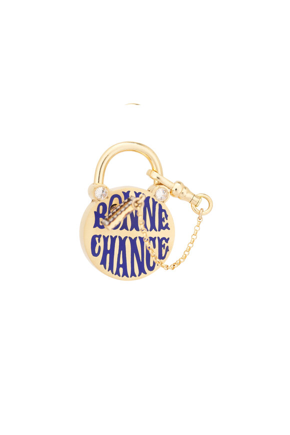 Circa 1700 18k Yellow Gold Diamond & Enamel Padlock Pendant