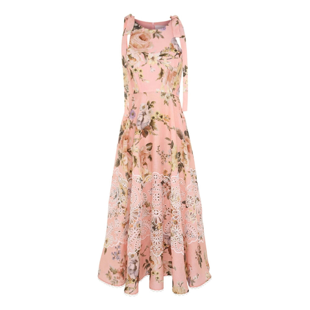 ワンピース ZIMMERMANN Woman Dress Pink 3492DSS254 PCHMUFL Zimmermann - Rosa Pink Striped Short Sleeve Midi Dress