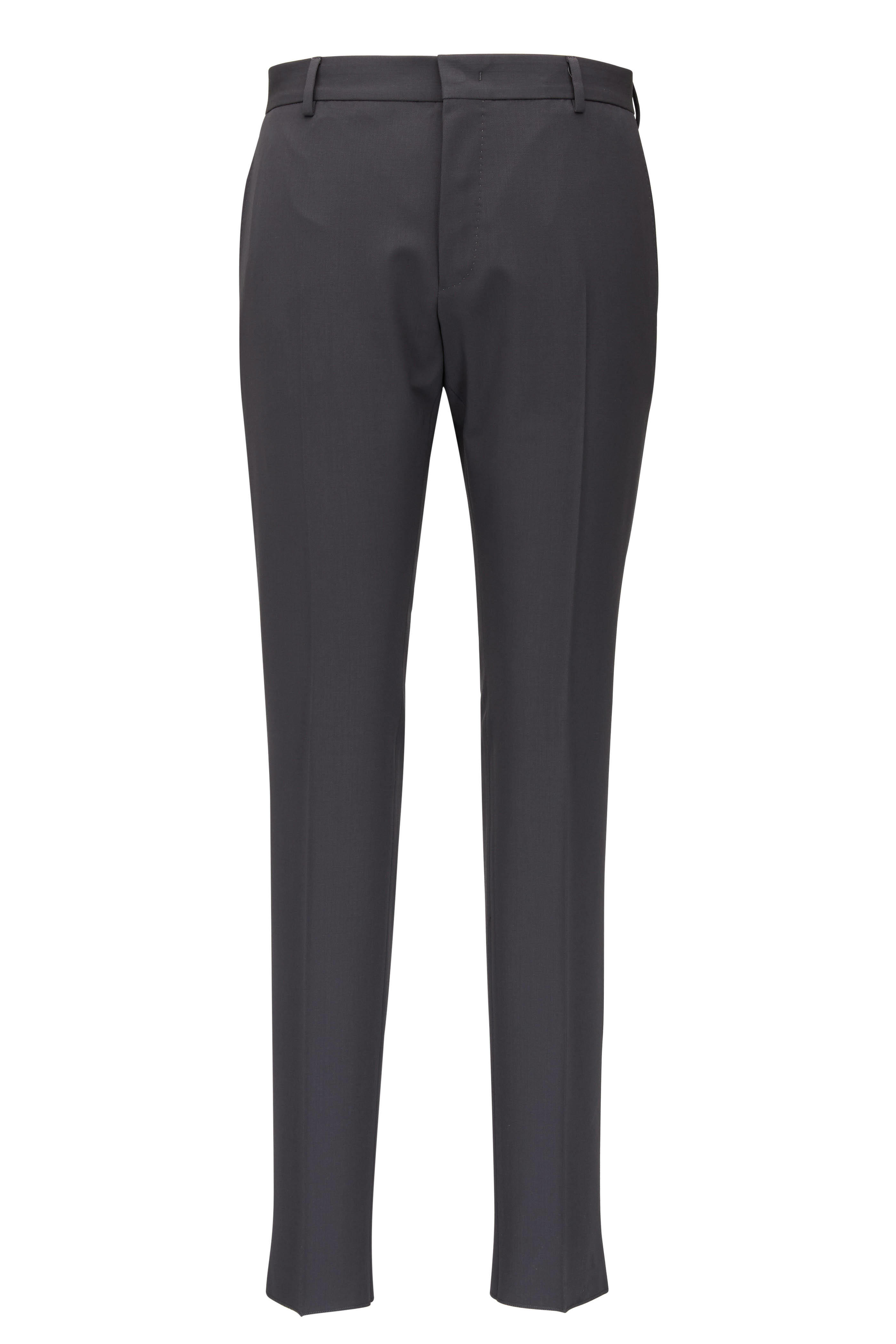 PT Torino - Active Gray Stretch Wool Flat Front Pant