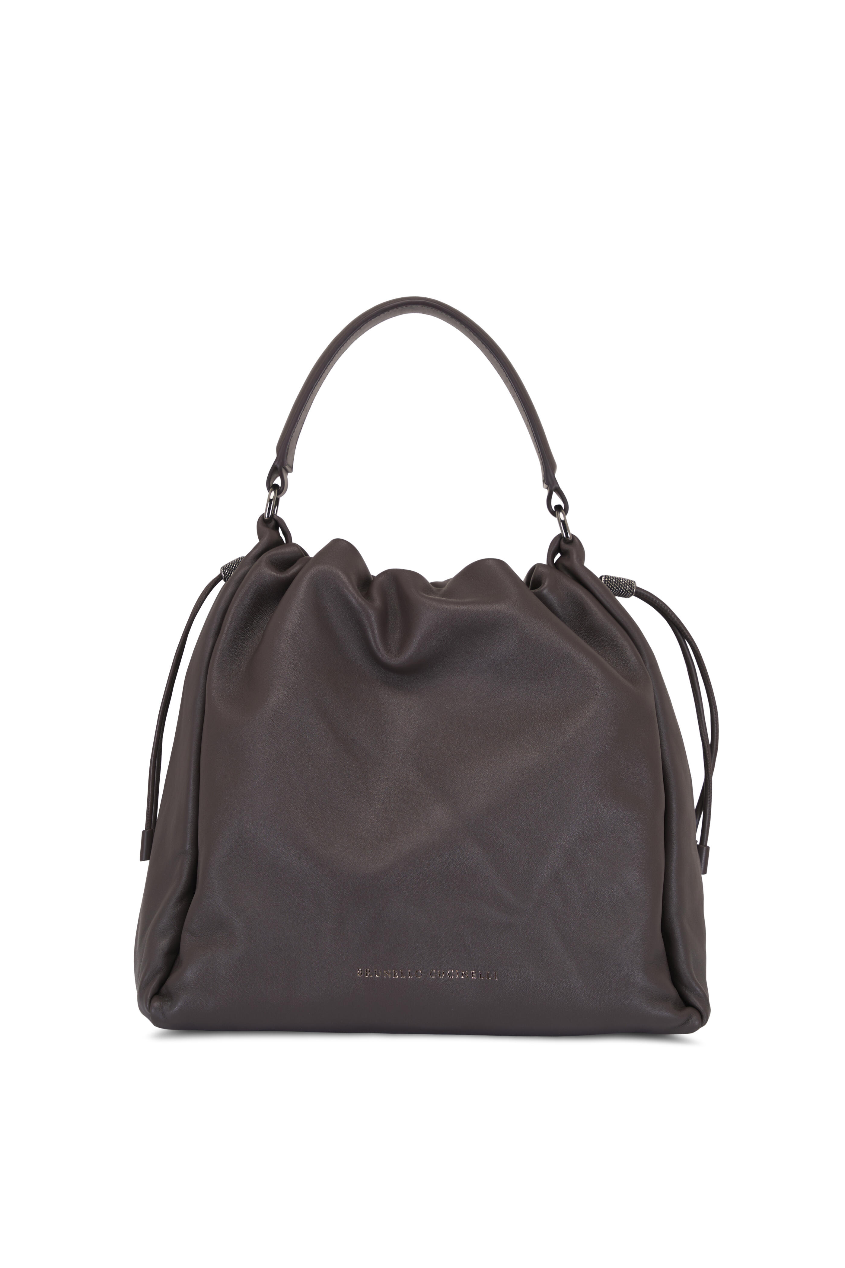 Brunello Cucinelli - Testa Dark Brown Lambskin Top Handle Bag