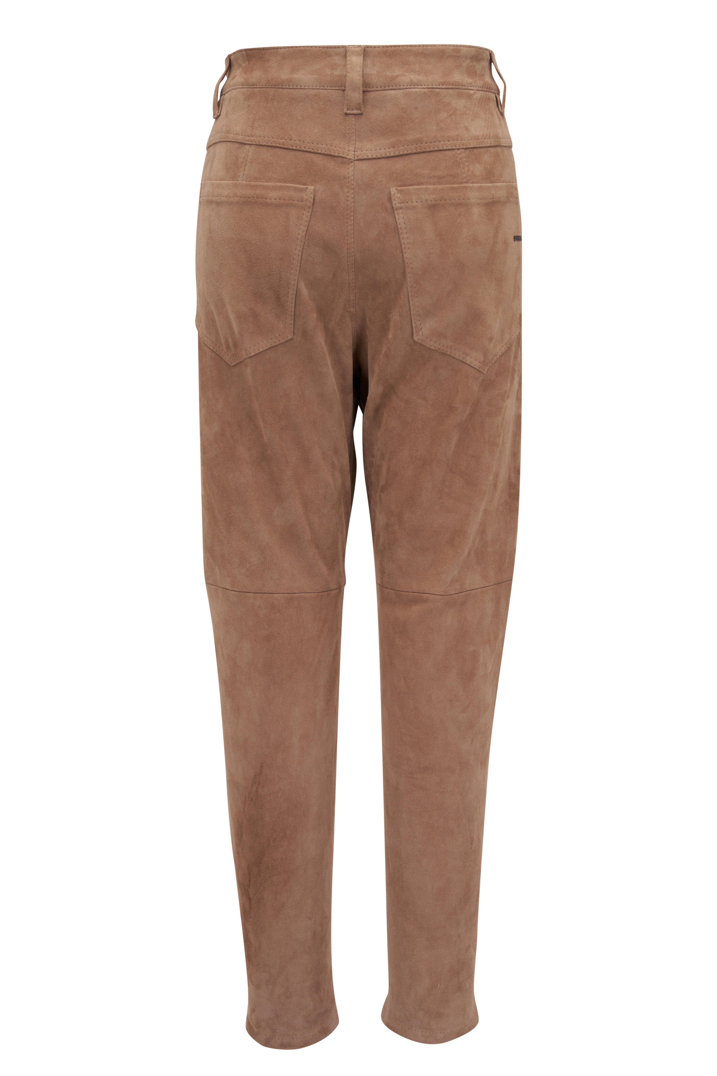 Brunello Cucinelli - Caramel Suede Cropped Skinny Pant