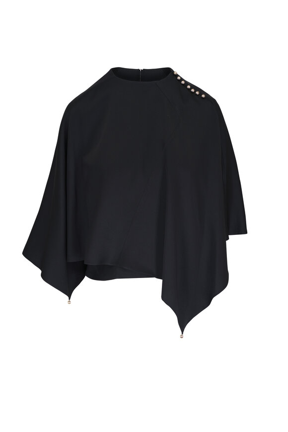 Lanvin Cape Black Satin Top