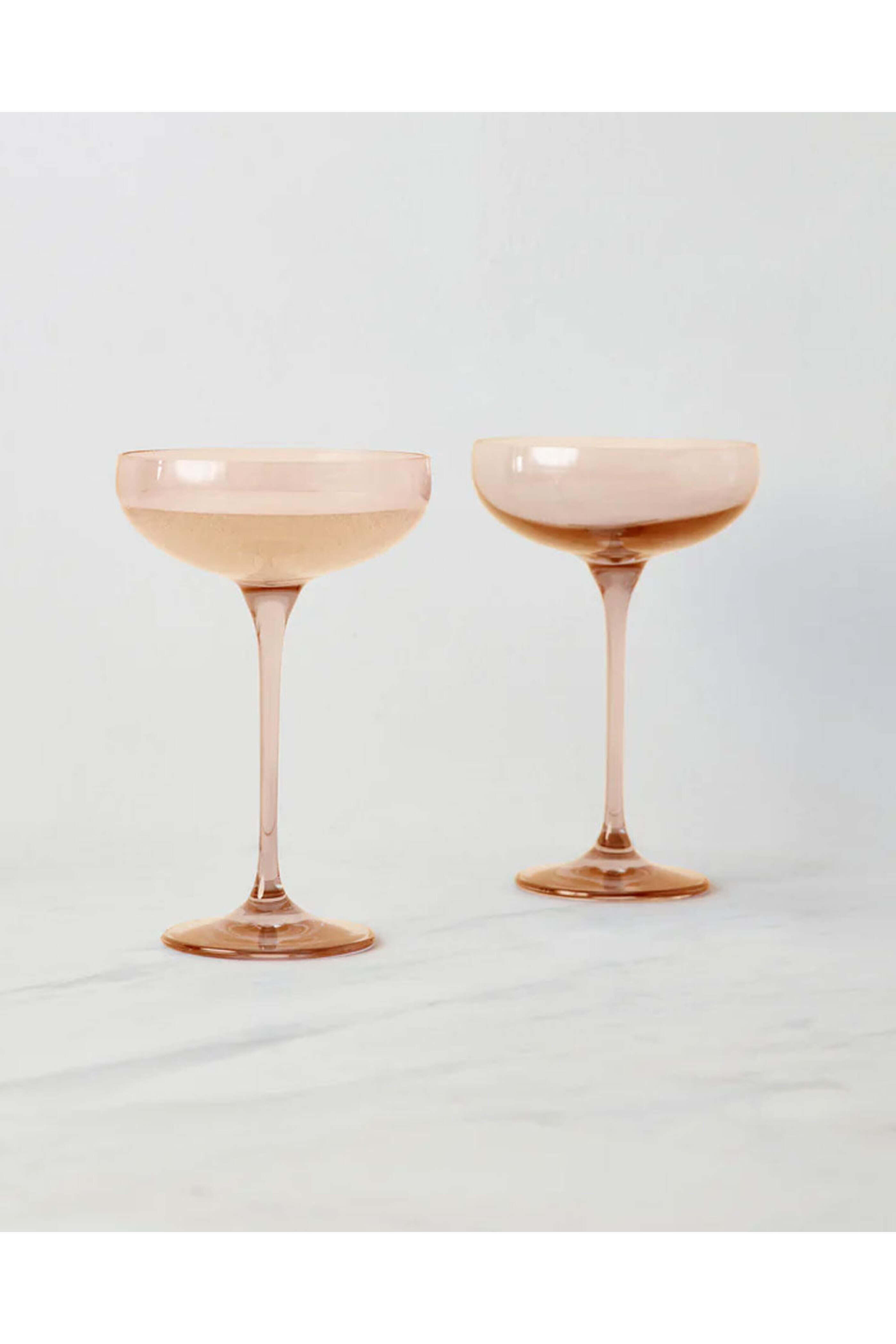 Estelle Colored Glass - Champagne Coupe Stemware in Pink