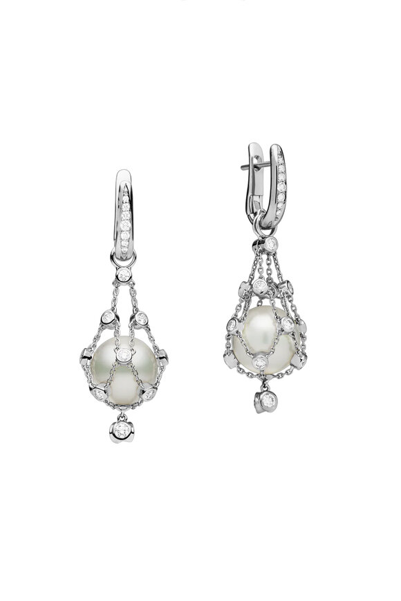Paspaley White Diamond Lavalier Pearl Earrings