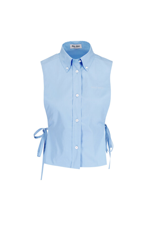 Miu Miu Blue Open Side Button Down Blouse