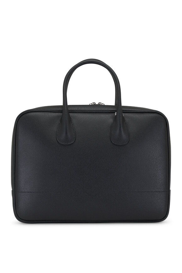 Valextra MyLogo Black Leather Laptop Bag