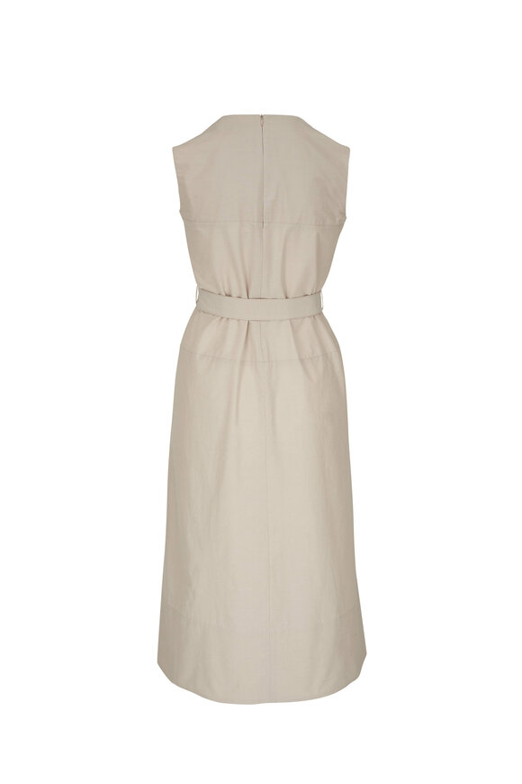 Antonelli - Megan Tan Split V-Neck Dress