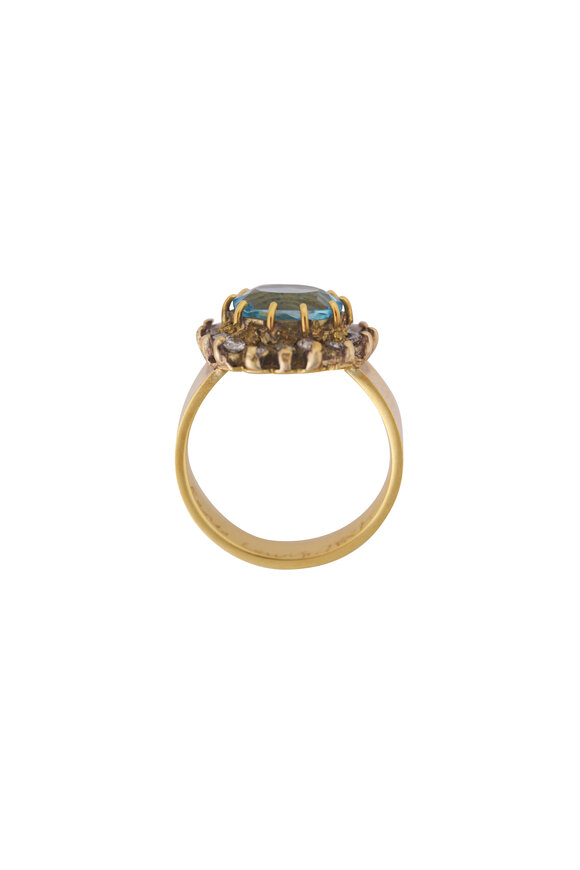 Renee Lewis Diamond & Aquamarine Ring - view 2