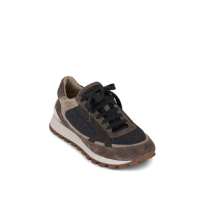 BRUNELLO CUCINELLI☆スパンコール☆ Brunello Cucinelli - Gray Cotton Knit Trainer | Mitchell Stores
