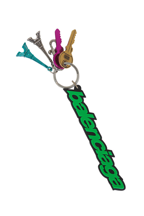 Balenciaga Vivid Green & Black Biker Charm Keychain