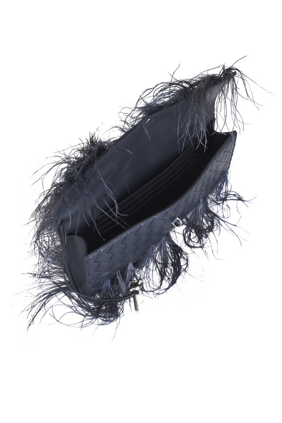 Bottega Veneta Andiamo Midnight Leather & Feather Clutch - view 5