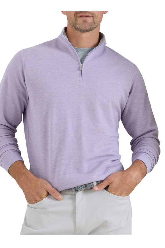 Peter Millar Crown Comfort Violet Cotton Quarter Zip Pullover - view 2