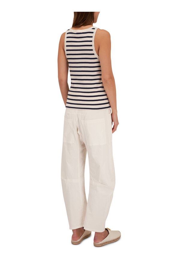 Nili Lotan - Jennifer Ivory & Navy Stripe Ribbed Tank Top 