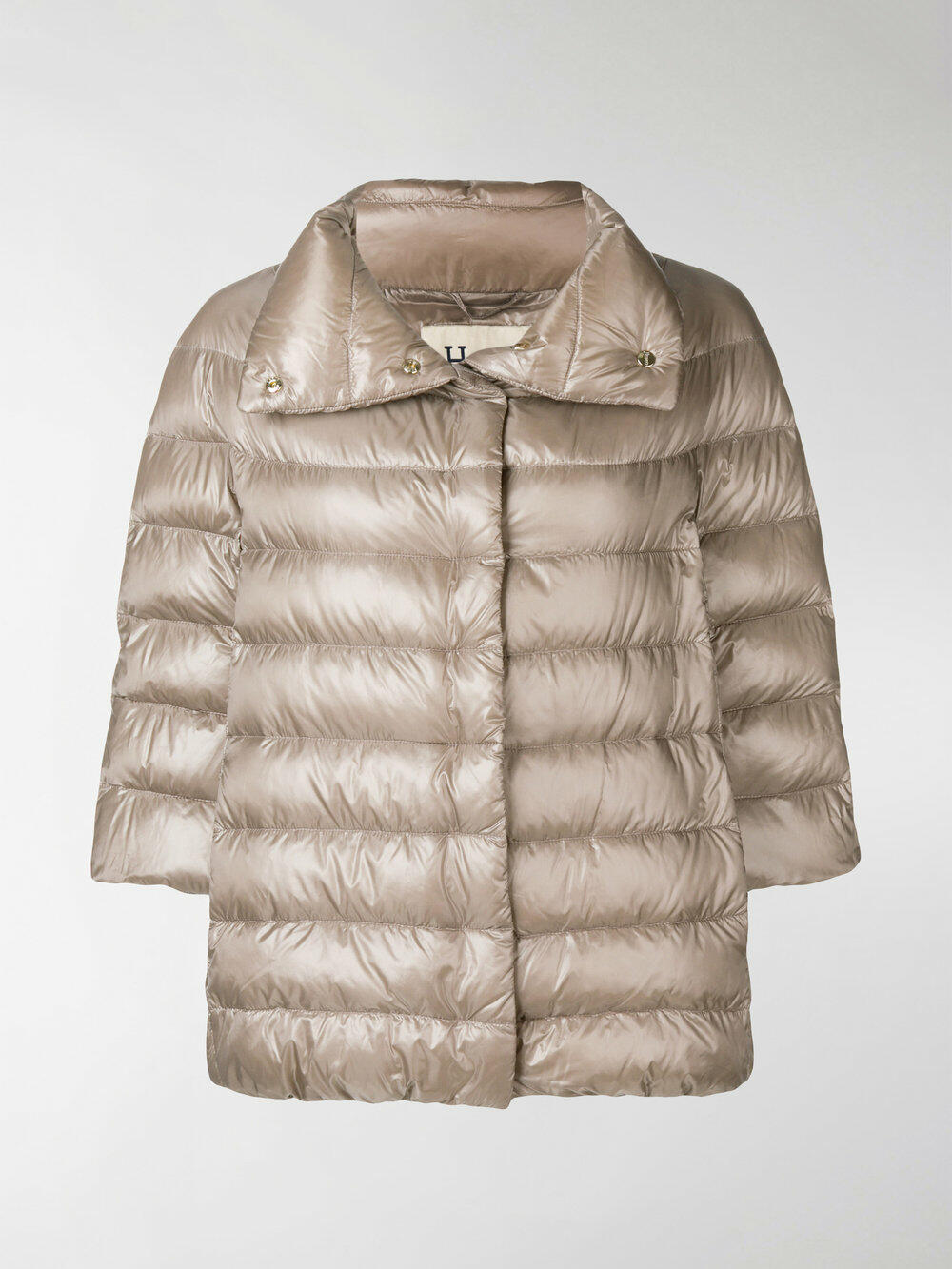 Herno - Taupe Three-Quarter Sleeve Puffer Jacket