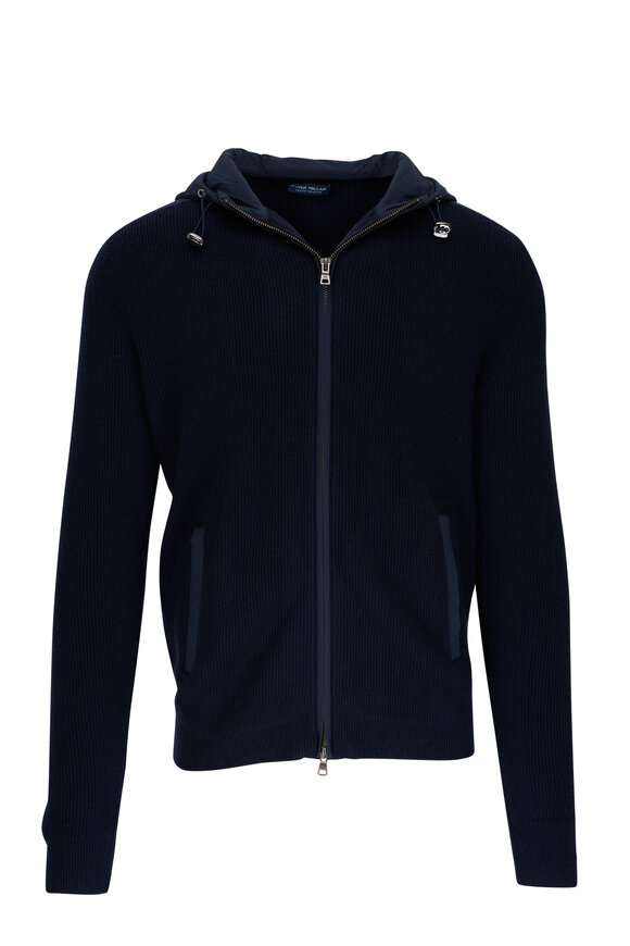 Peter Millar - Holdridge Navy Mixed Media Full Zip Cardigan