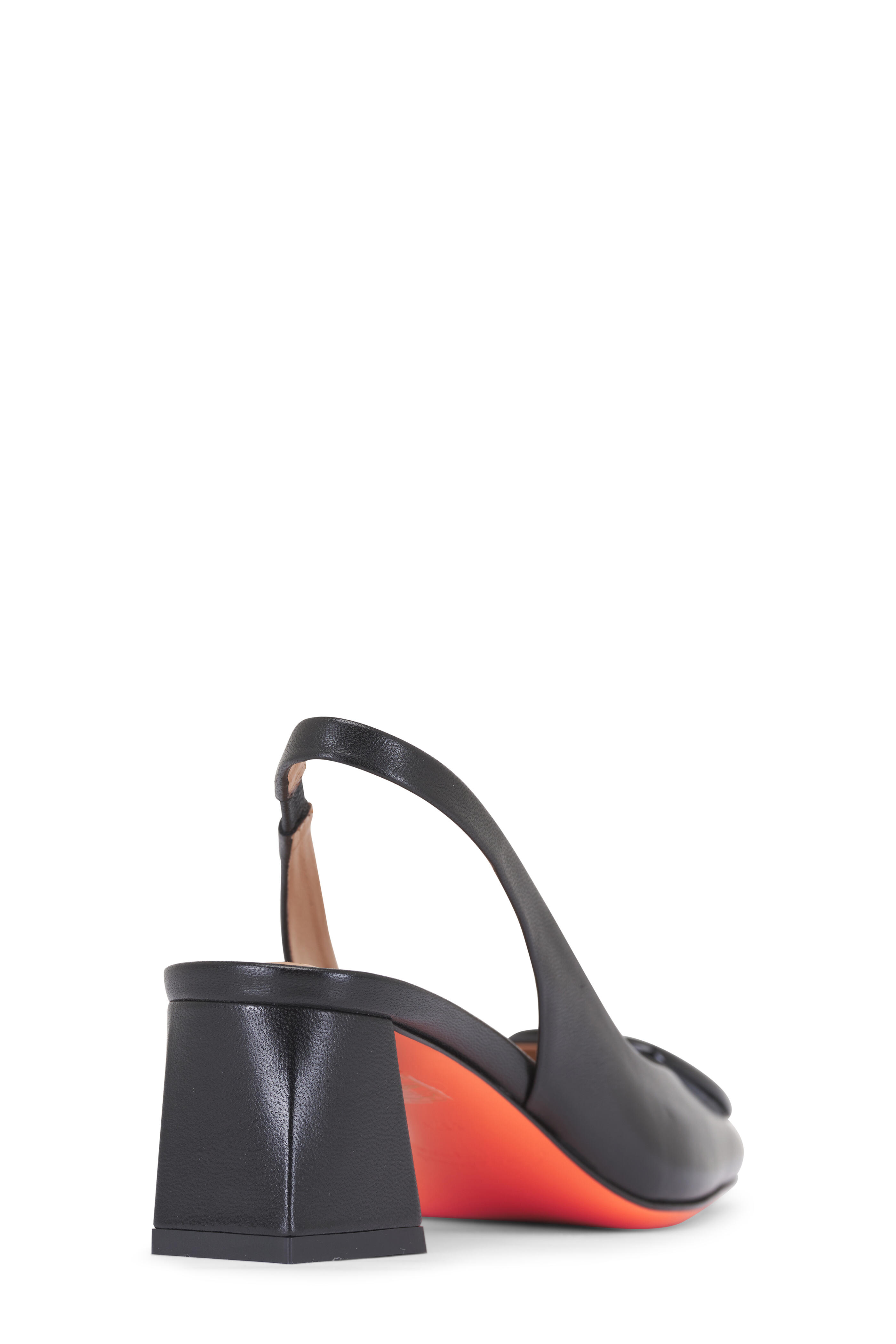 Santoni - Lemon Black Leather Slingback, 50mm