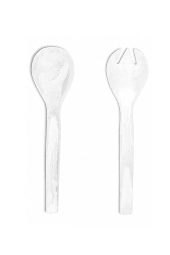 Nashi Home Resin Everyday Salad Server in White Swirl