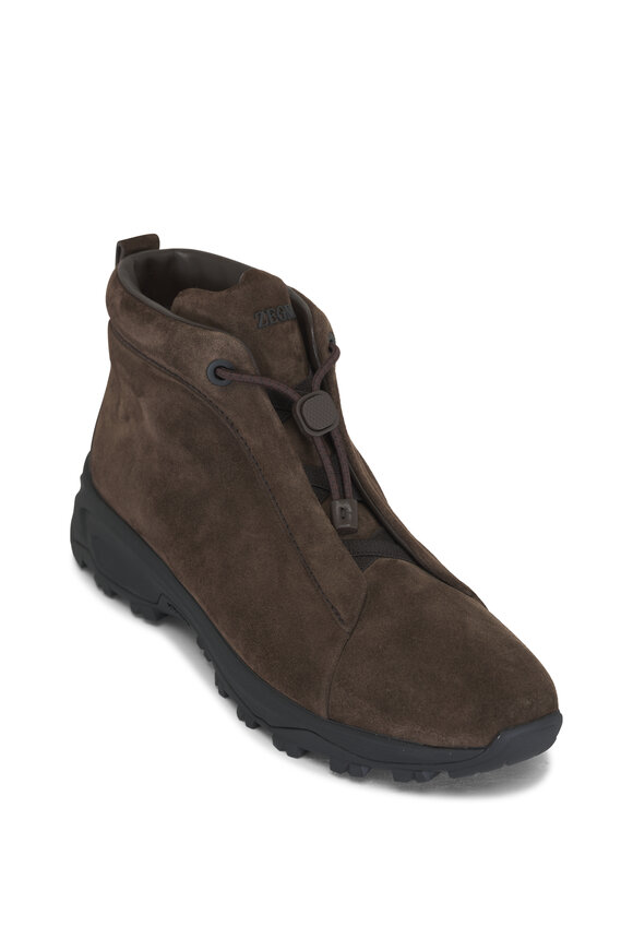 Zegna - Triple Stitch Dark Brown Suede Boot