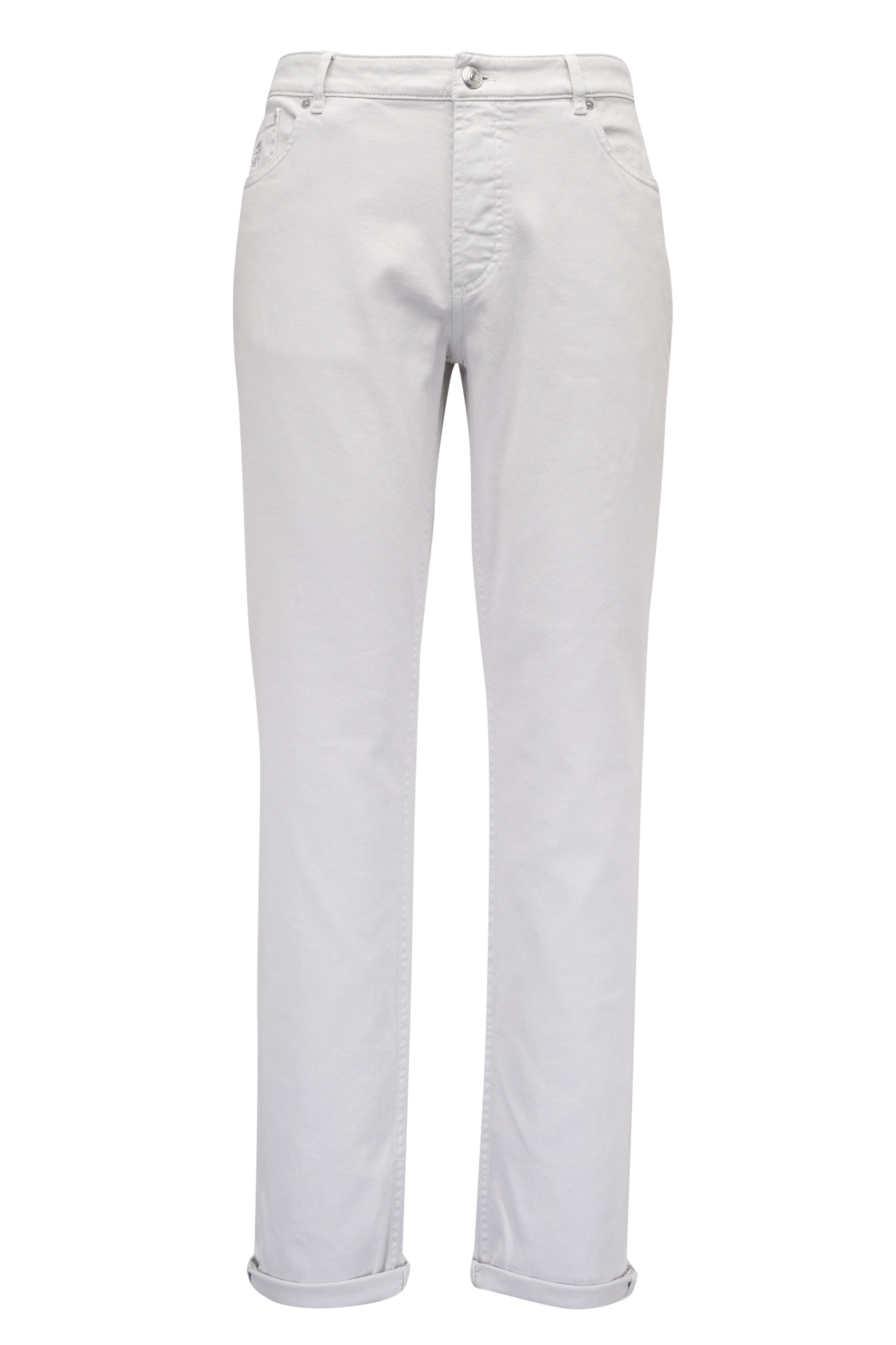 Brunello Cucinelli - Chalk Traditional Fit Cotton Jean