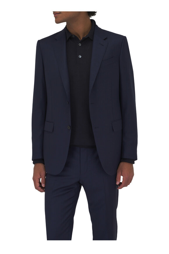 Zegna - Navy Tonal Plaid Wool Suit