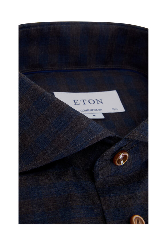 Eton - Navy Check Fine Twill Dress Shirt 