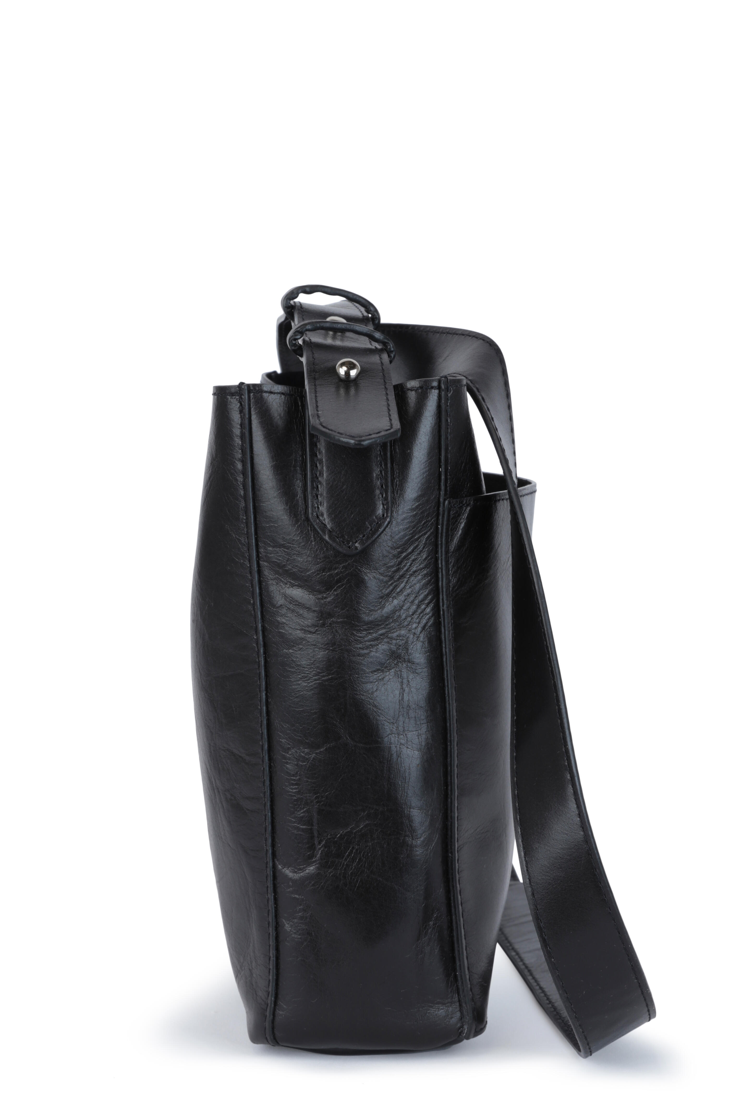 B May Bags - Vintage Black Leather Mini Messenger Bag