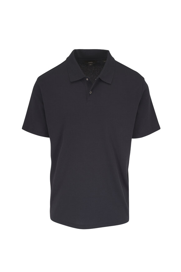 Vince Coastal Blue Mesh Knit Snap Polo - view 1
