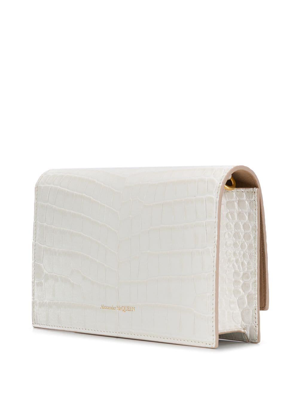 McQueen - Skull Deep Ivory Croc Embossed Leather Small Bag McQueen - Skull Deep Ivory Croc Embossed Leather Small Bag