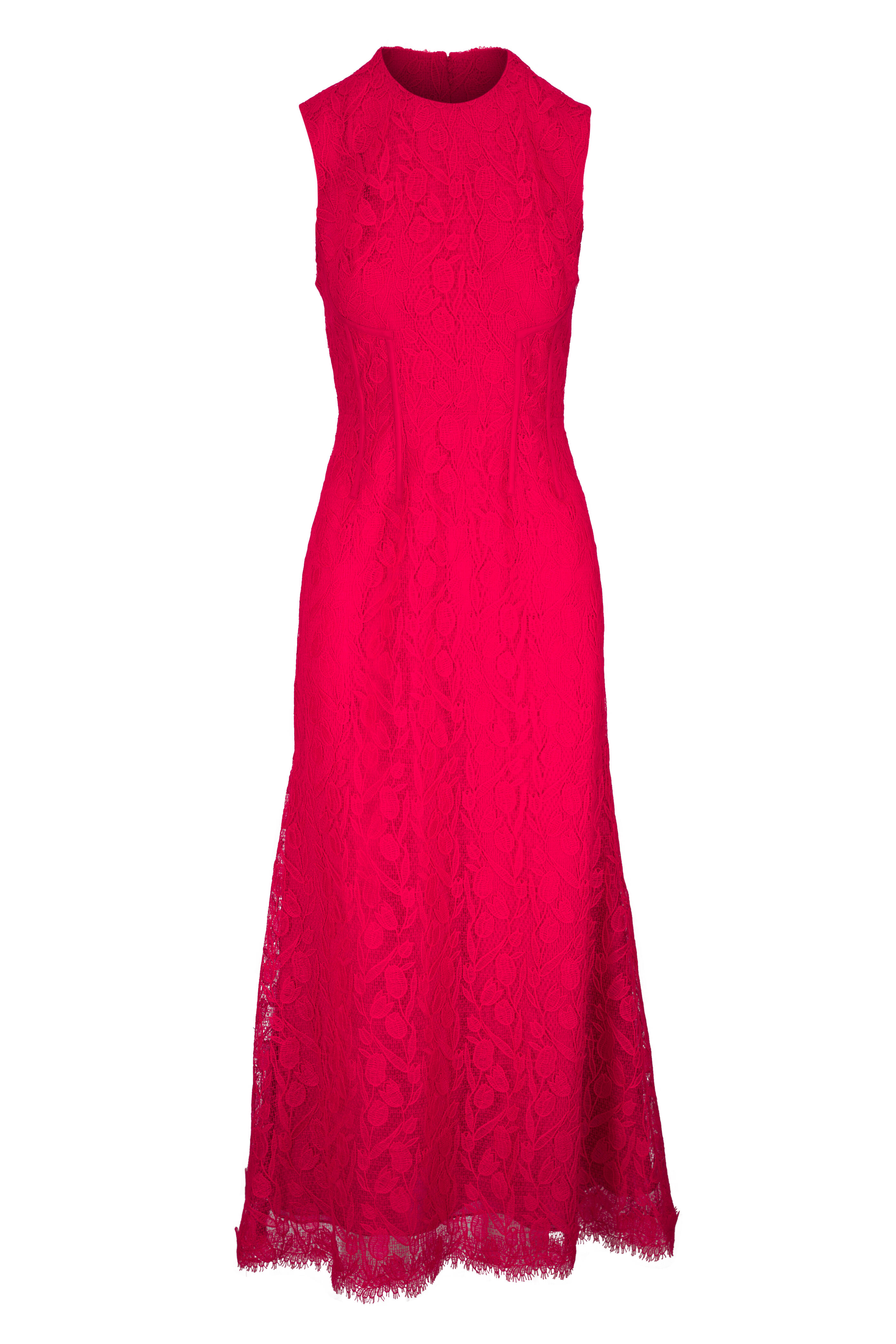 Lela Rose - Poppy Tulip Lace Seamed Dress