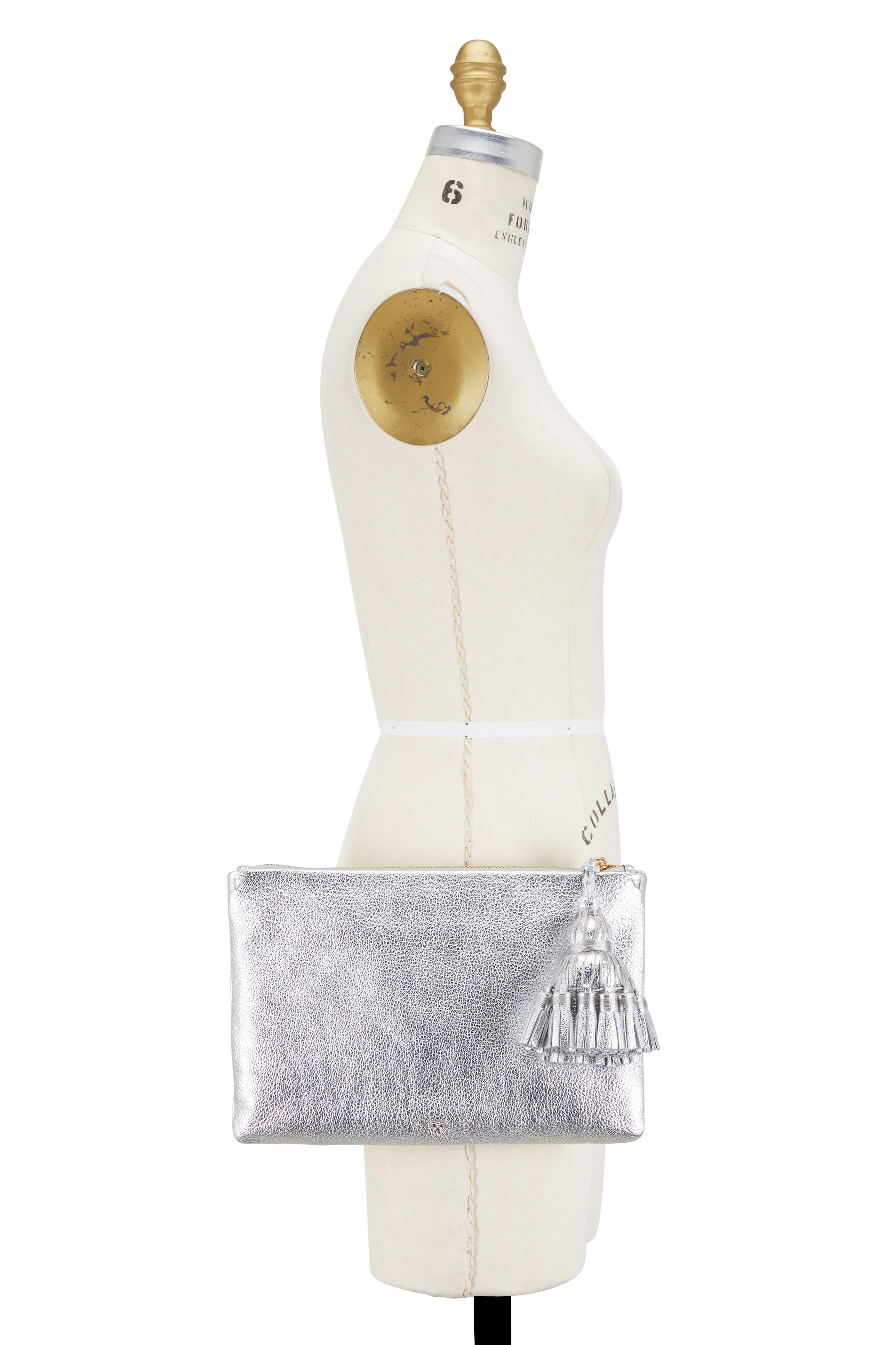 Anya Hindmarch - Georgiana Silver Metallic Leather Tassel Clutch
