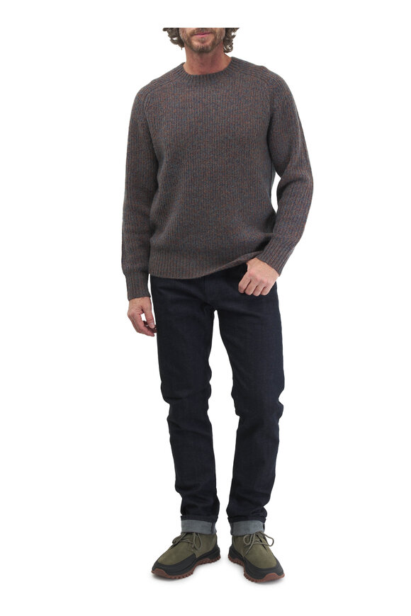 Vince - Heather Deep Sea Mouliné Knit Crewneck Sweater