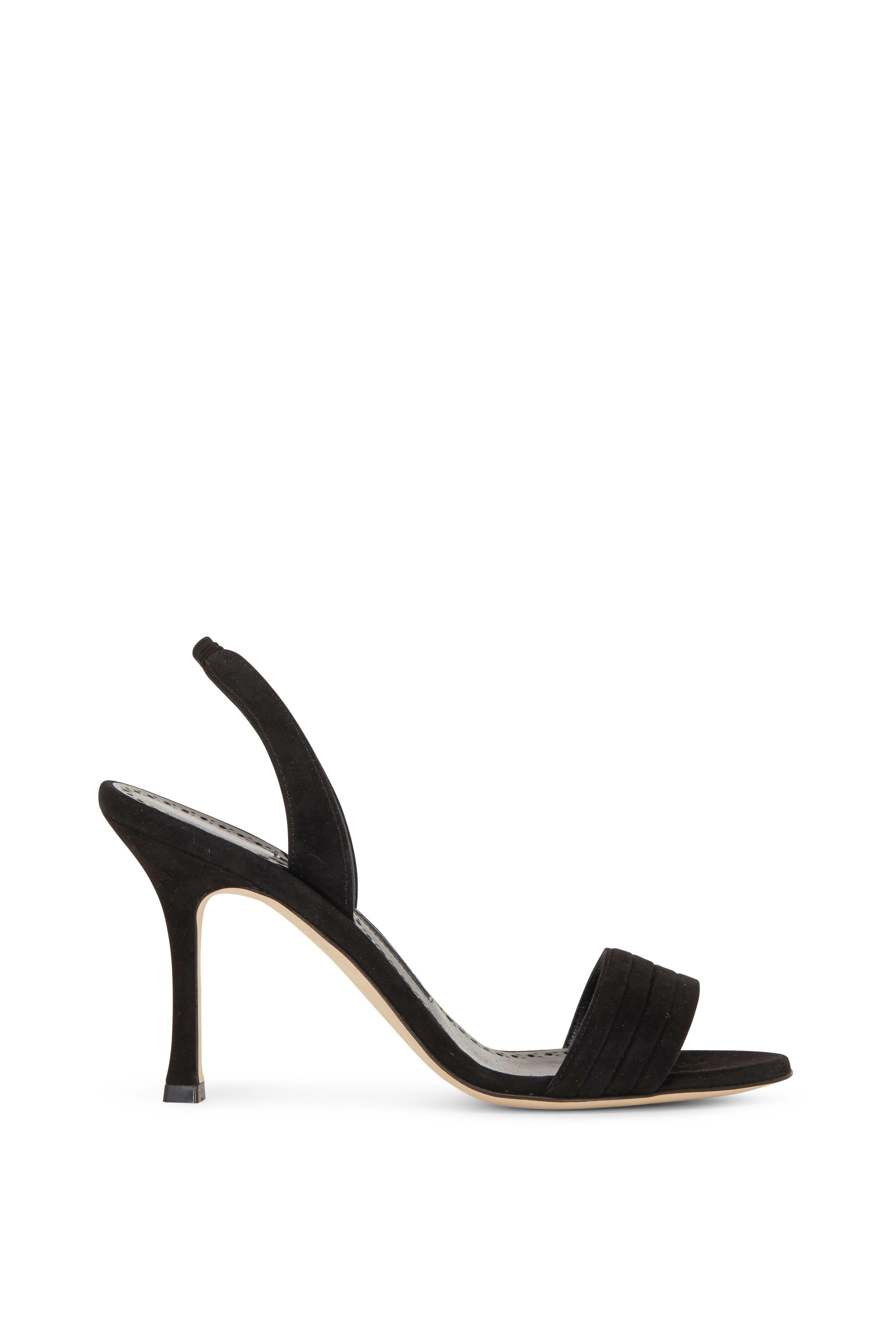 Manolo Blahnik スウェード ハイヒール Manolo Blahnik - Vergasli Black Suede Slingback, 90mm