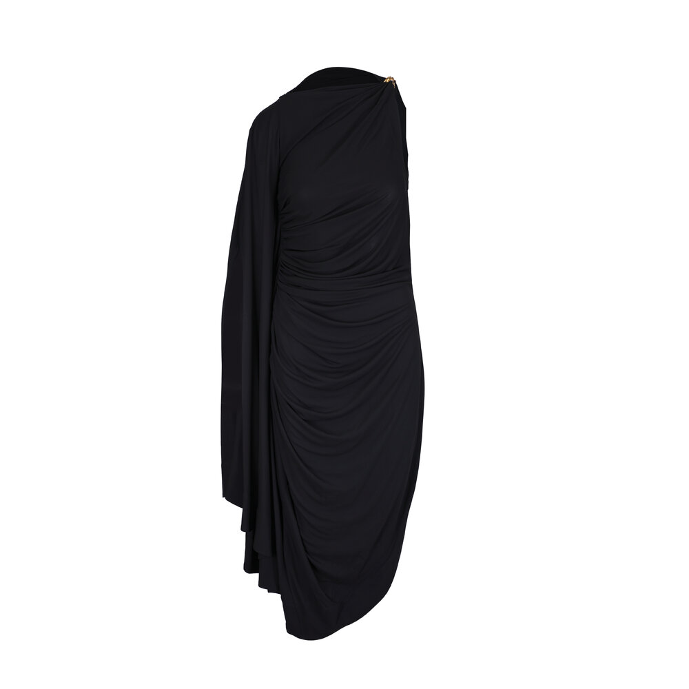 Bottega Veneta - Matte Black Draped Dress | Mitchell Stores