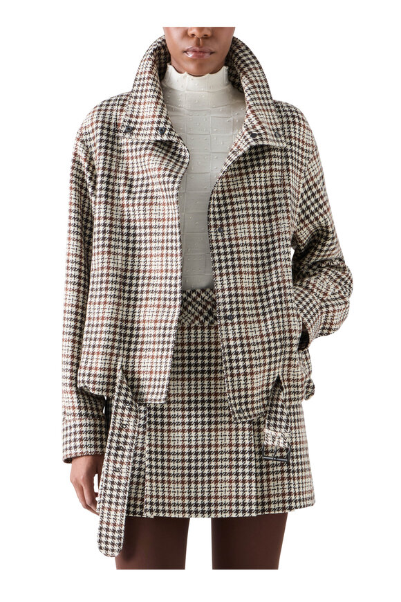 Akris Punto Winter White Houndstooth Tweed Wool Blouson Jacket - view 2
