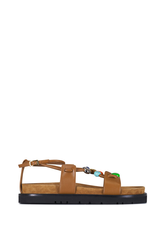 Loewe Pebble Beaded Camel Leather Sandal - view 3