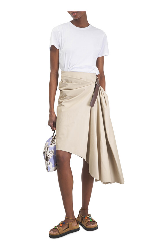 Loewe Beige Cotton & Silk Belted Skirt - view 2