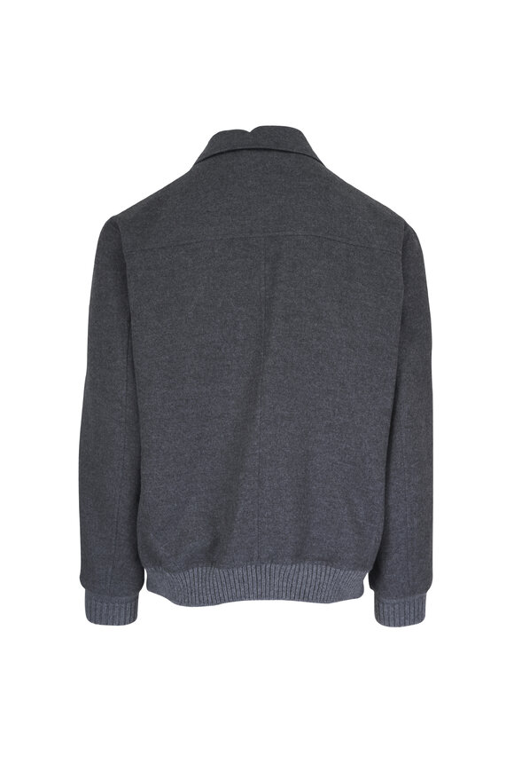 Kiton Charcoal Wool & Cashmere Bomber Jacket - view 4