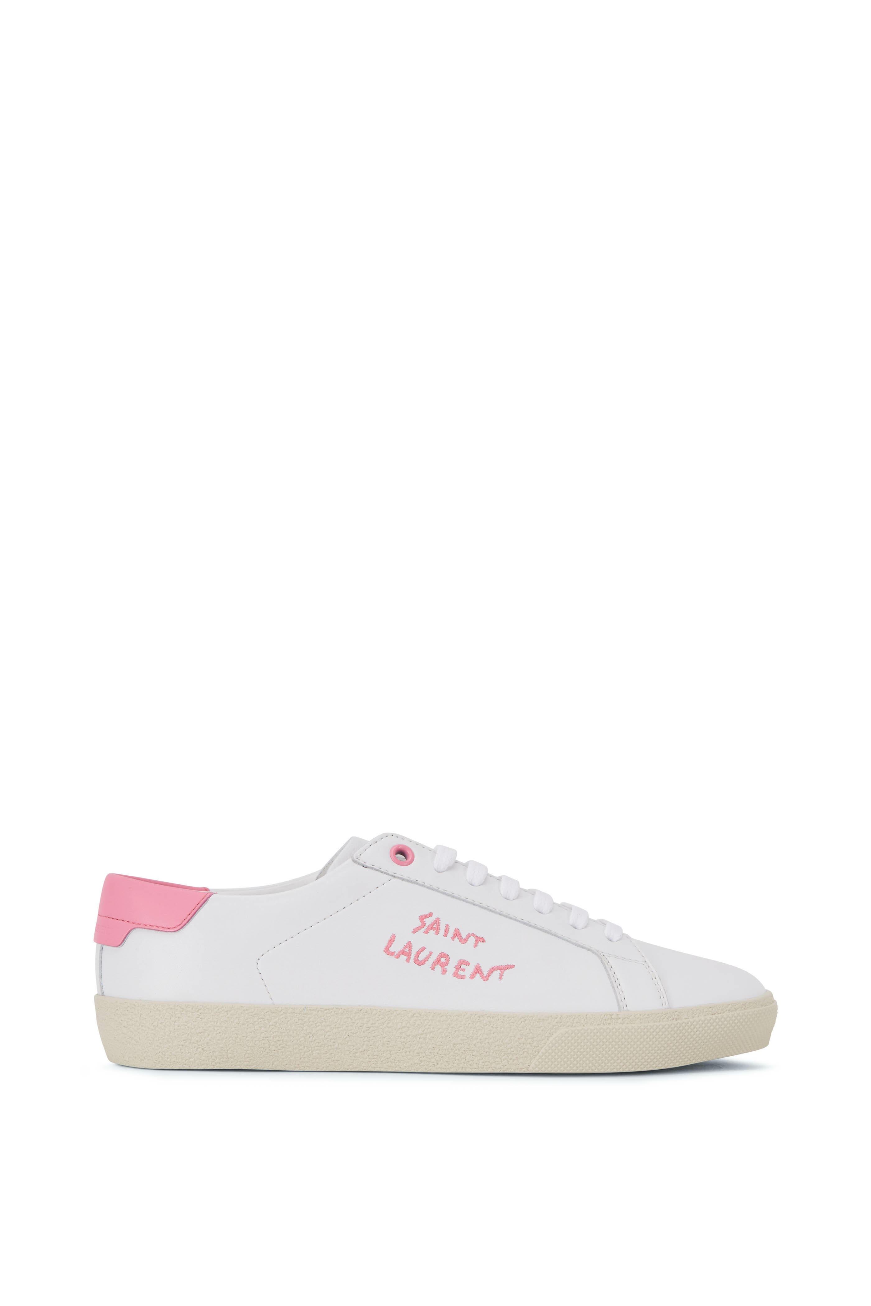 スニーカー SAINT LAURENT   Sneakers Men Leather White/Fluo Pink Saint Laurent - White & Pink Leather Signature Logo Sneaker