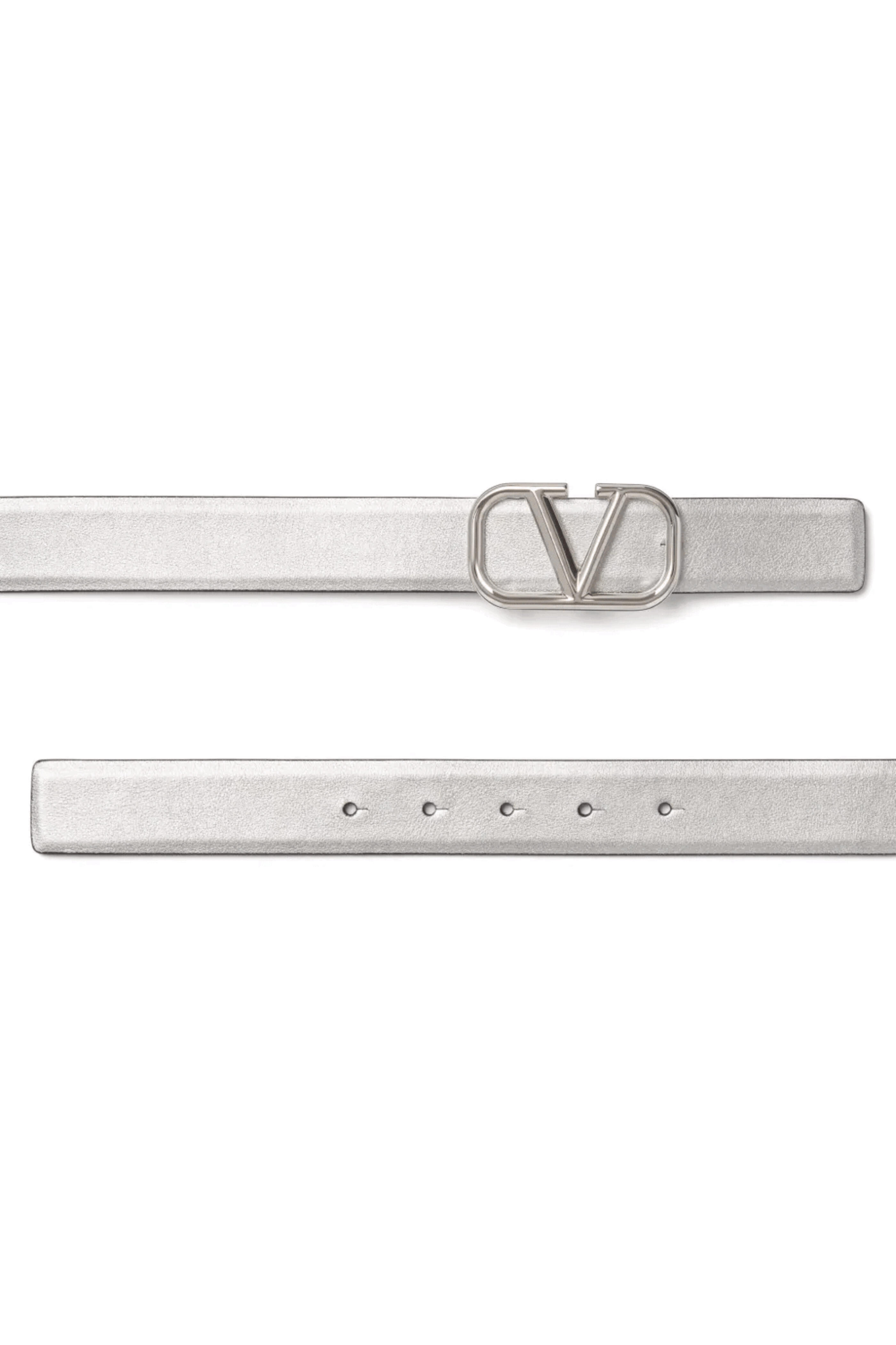 Valentino Garavani - Reversible VLogo Signature Belt in Gray & Silver