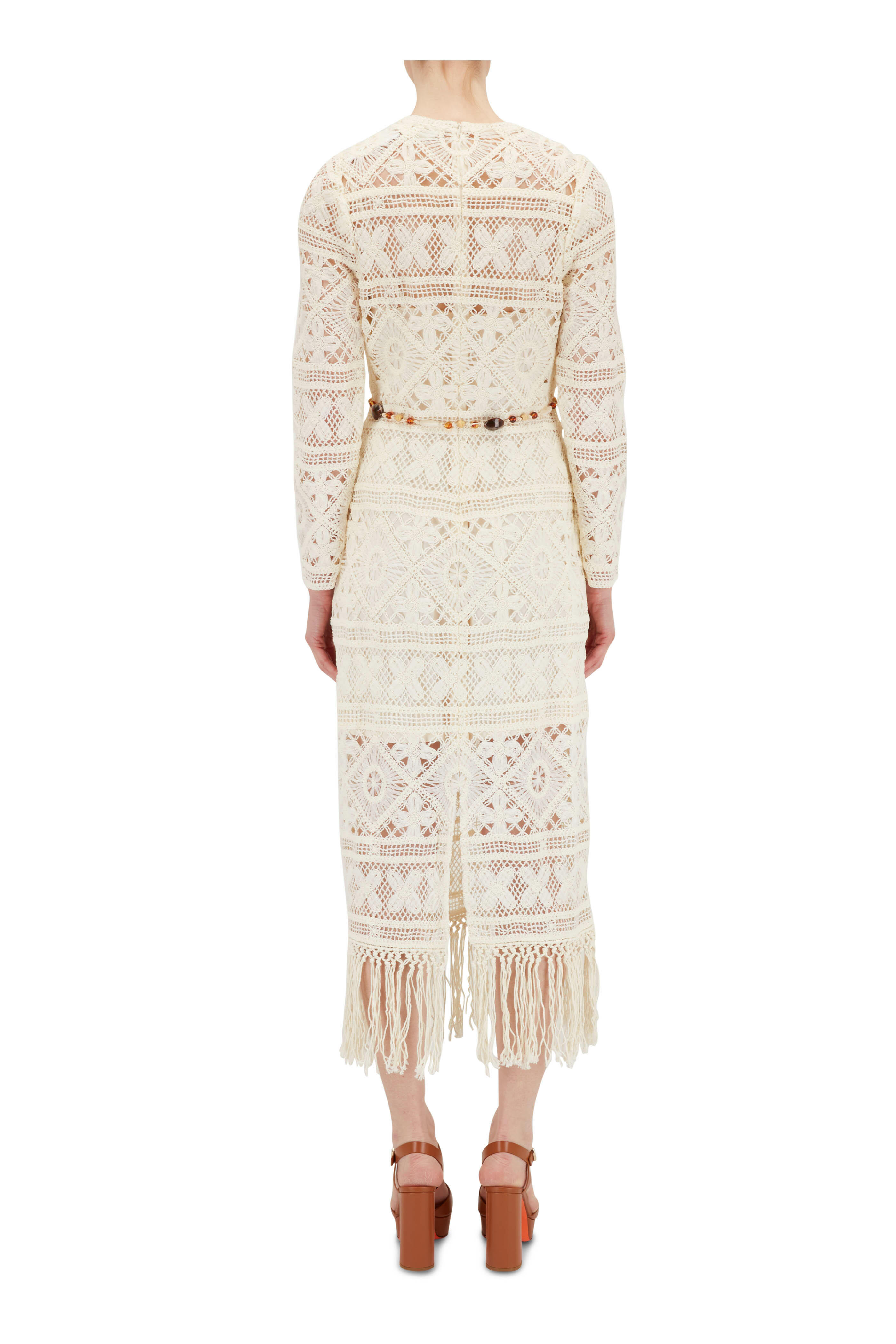 Zimmermann - Cira Ivory Ribbon Lace Midi Dress | Mitchell Stores