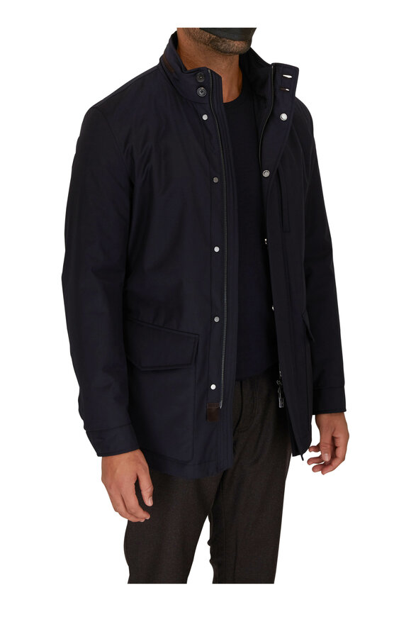 Zegna - Elements Navy Wool & Silk Jacket