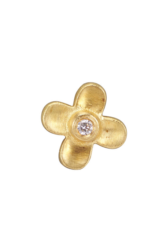 Caroline Ellen 20k Yellow Gold Diamond Petal Studs - view 2