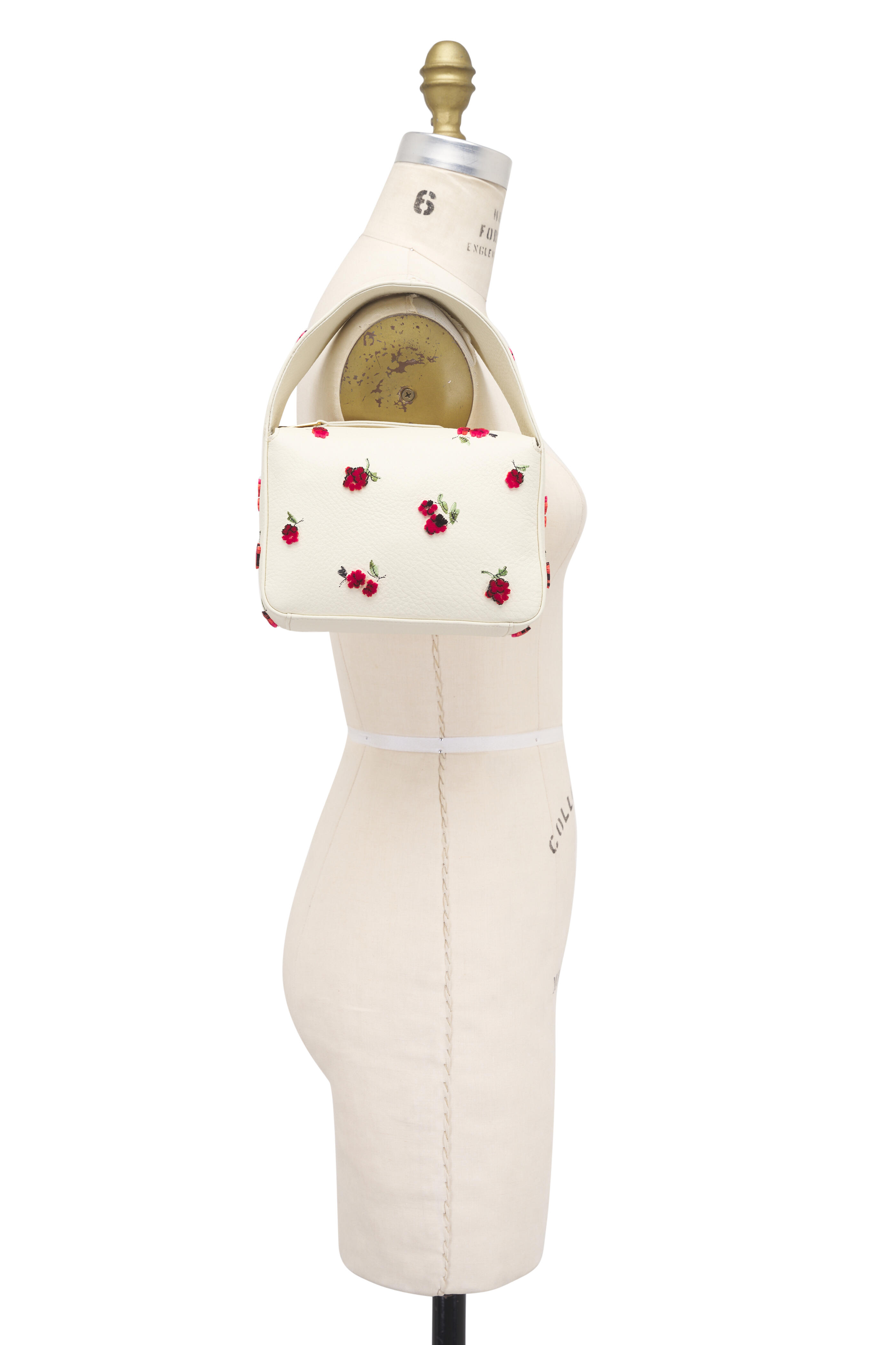 Khaite - Small Elena Raspberry Print & Cream Leather Bag