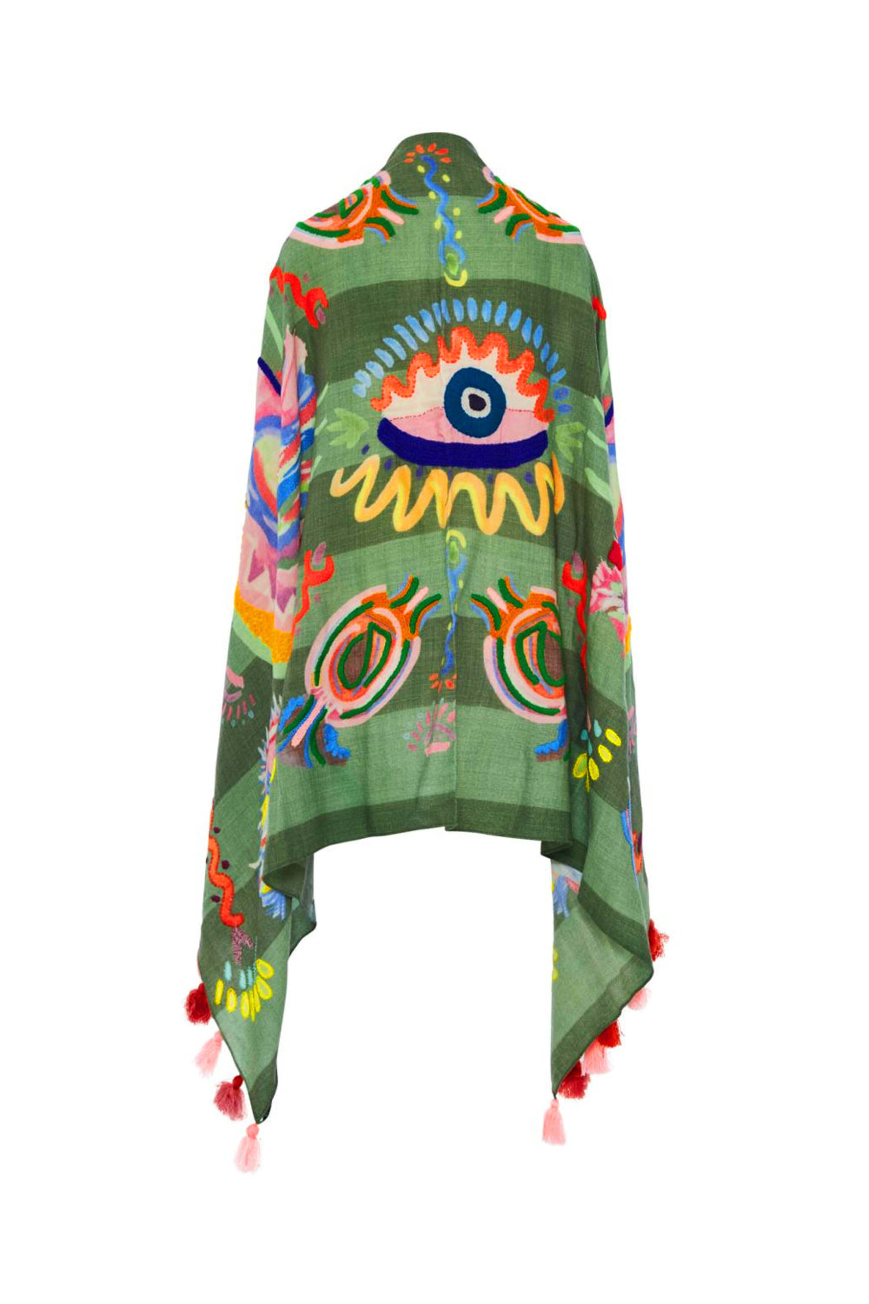 Rianna + Nina - Oniro Green Embroidered Fantasia Eris Scarf
