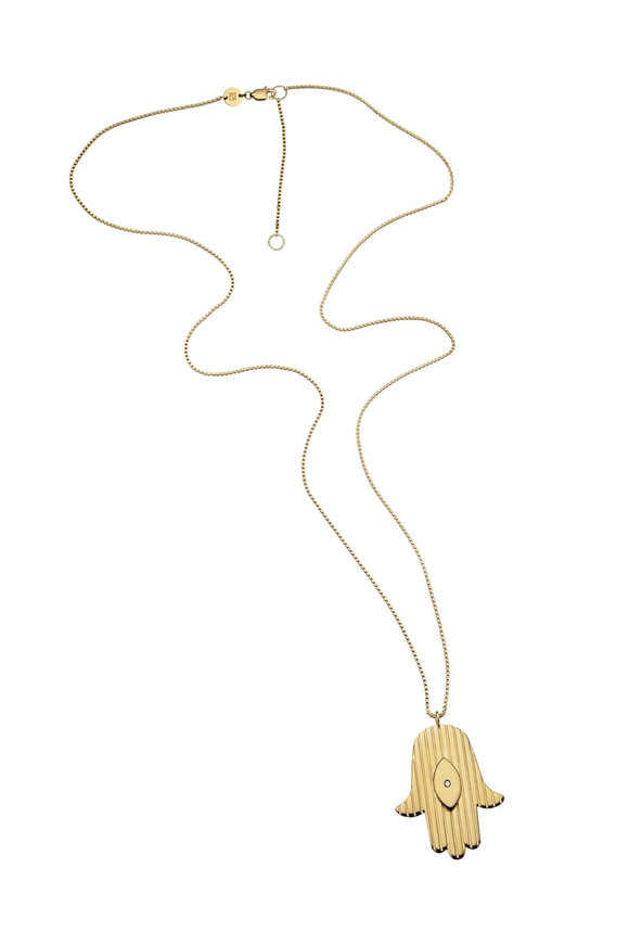 Jennifer Zeuner Jewelry Gold Vermeil Reza Hamsa Pendant on Chain Necklace