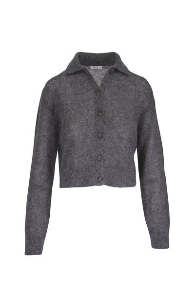 Brunello cucinelli トップス　ダークグレー Brunello Cucinelli - Basic Black Cashmere V-Neck Sweater