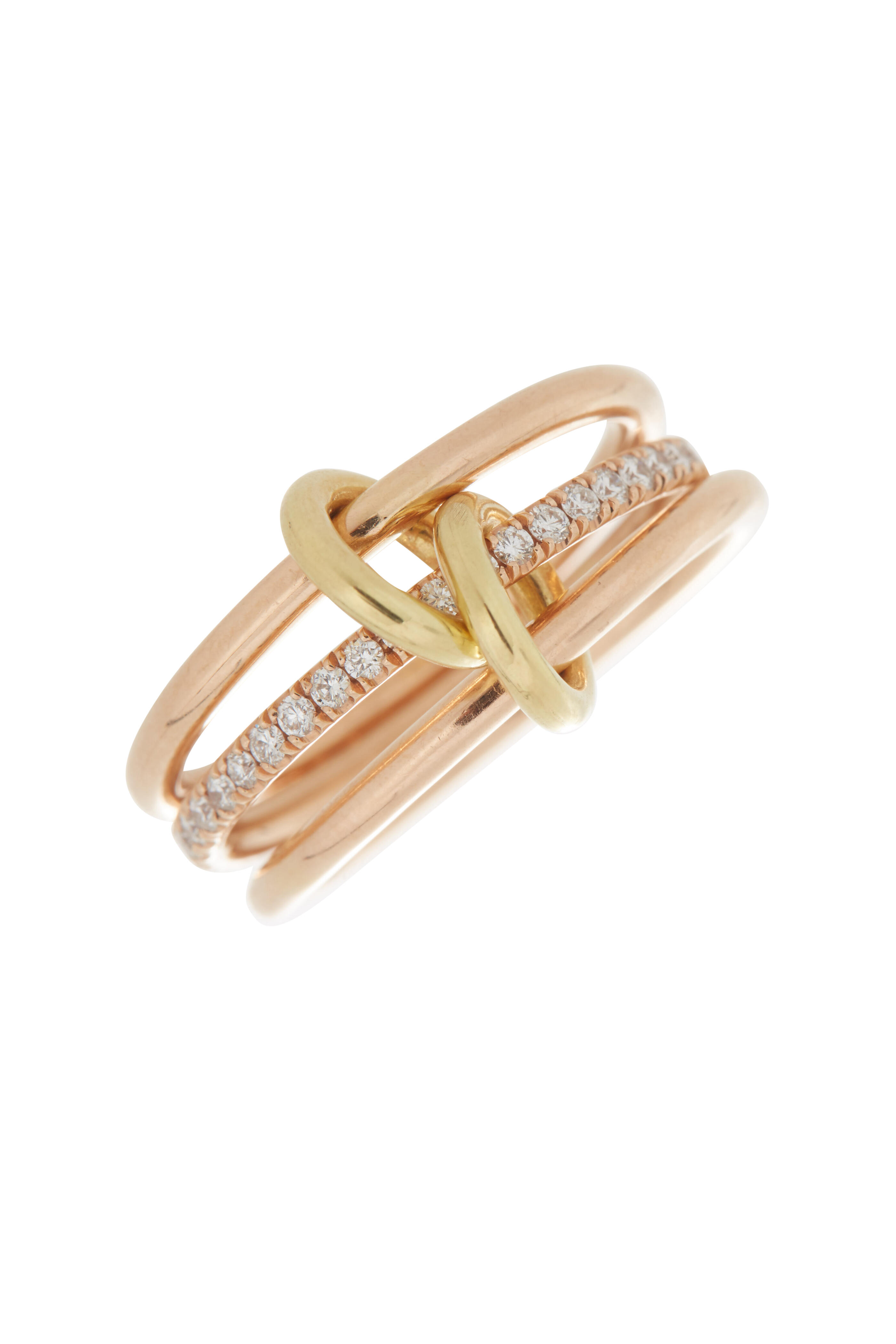 Spinelli Kilcollin - 18K Rose Gold Diamond Three Link Sonny Ring