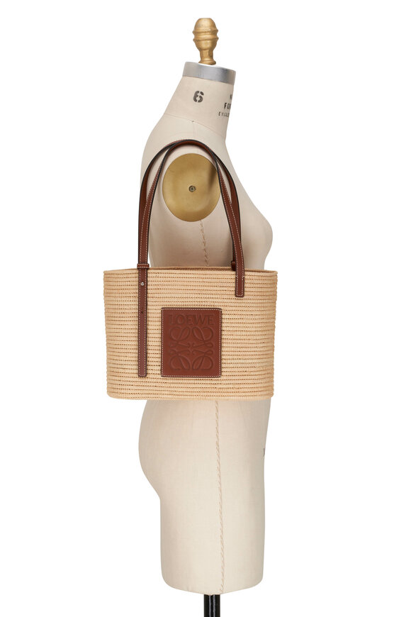 Loewe - Small Square Natural Raffia & Calfskin Basket Bag