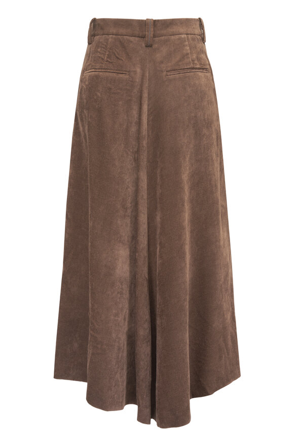 Brunello Cucinelli Brown Fluid Corduroy Monili Flute Skirt - view 5